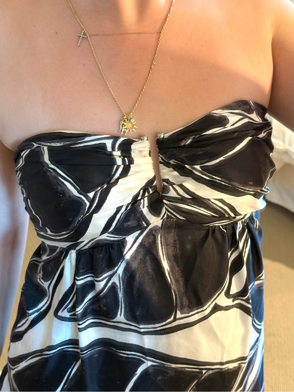 Strapless silk dress